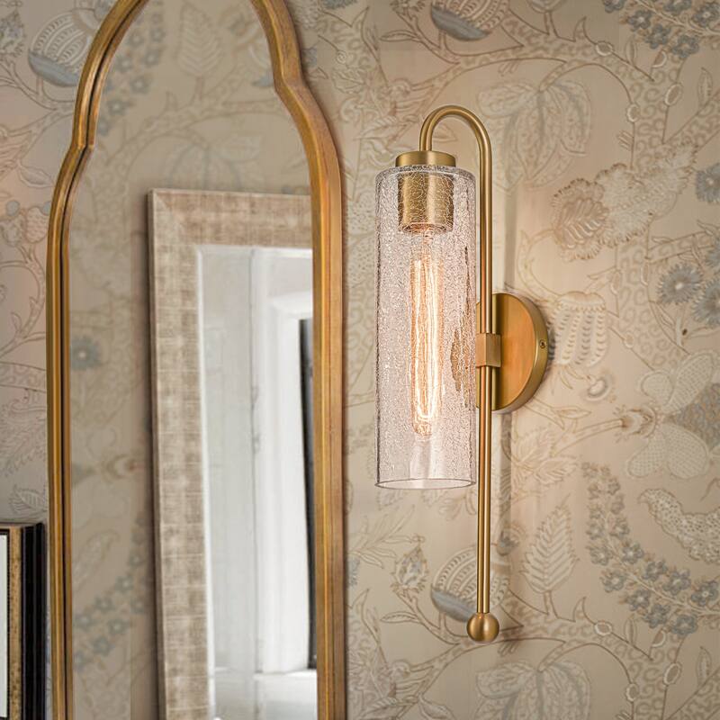 19.53" Single Wall Sconce with Glass Cylinder Shade - W3.54" - Brass