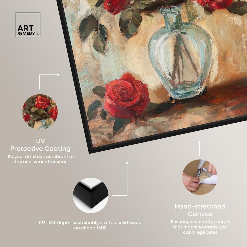 Ruby Roses in Riad Glass Canvas by Art Remedy