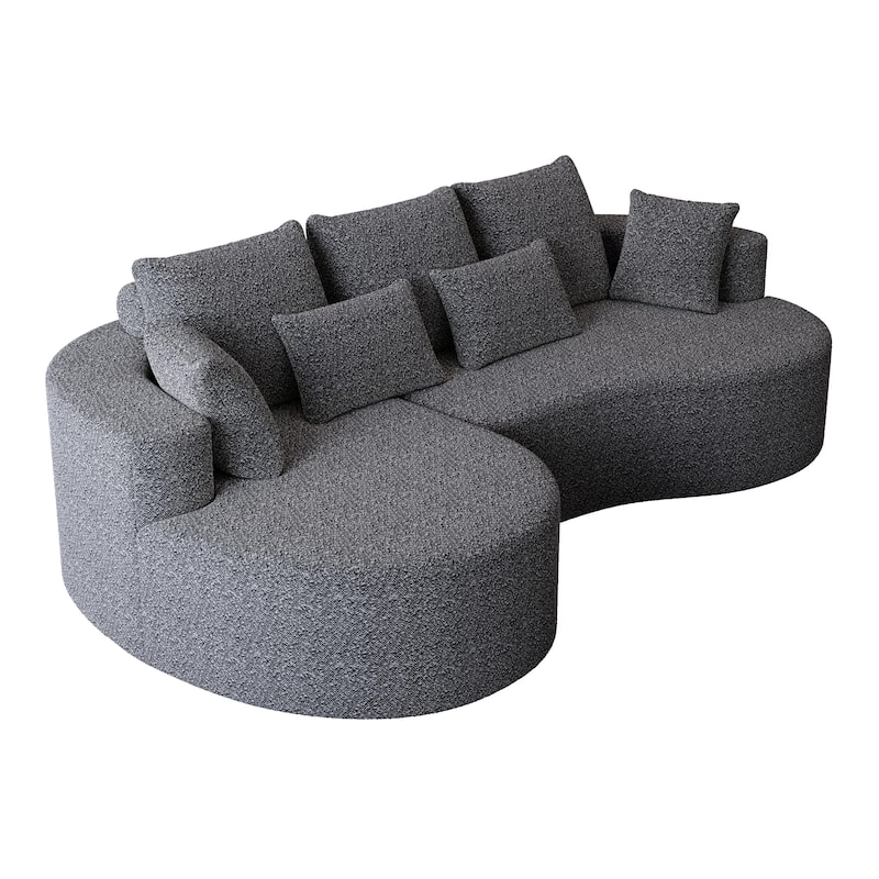 L-Shaped Curved Cloud Sectional Couch, Oversized Chenille Upholstered 4-Seater Sofa, Full Compressed Corner Sofa with 7 Pillows