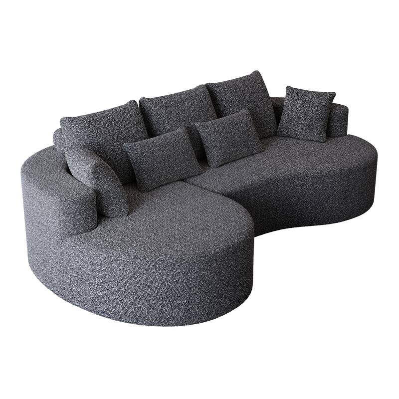 Modern Free Combination Chenille Extra Deep & Wide 4-Seater Sectional Sofa with 7 Pillows