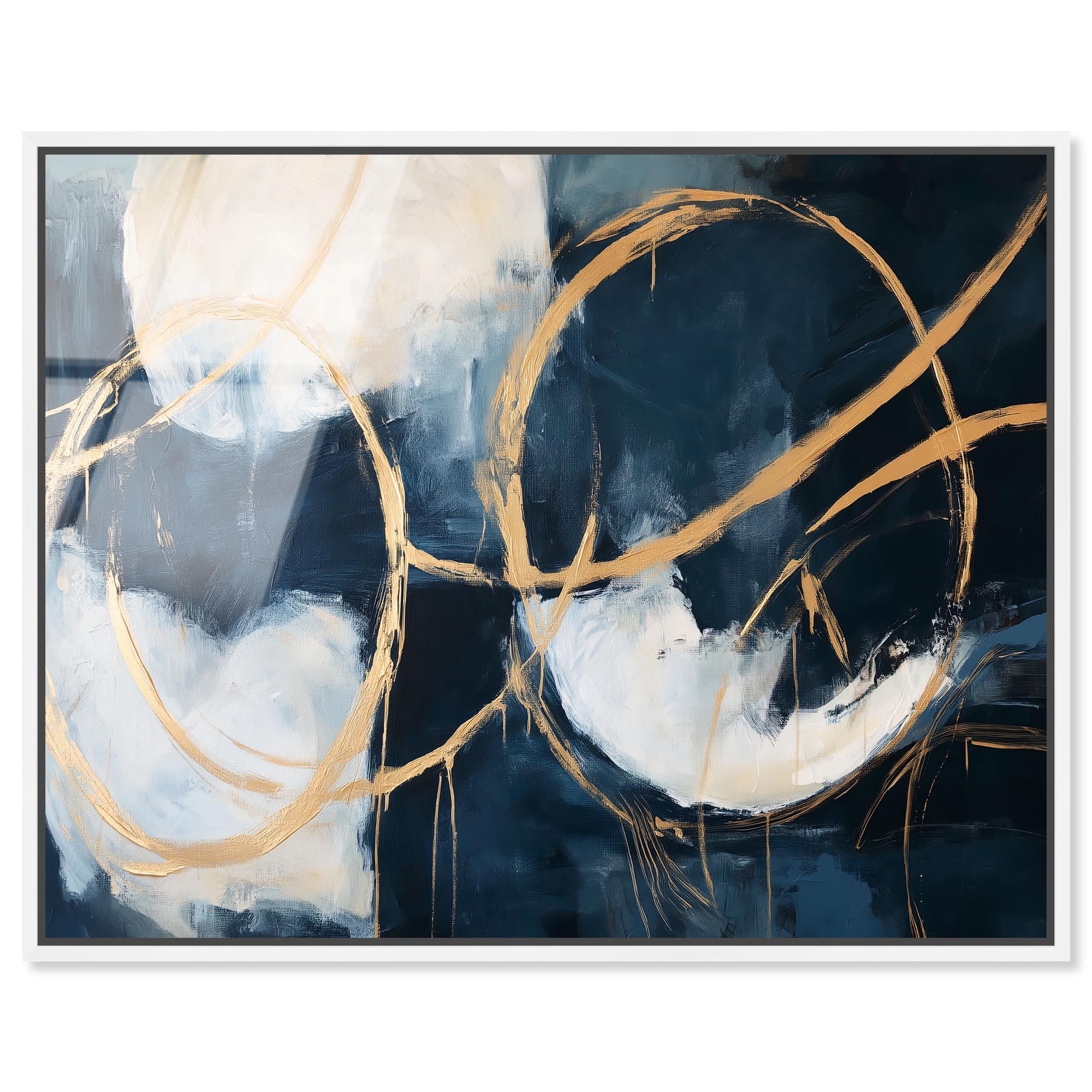 Gold Loops Luxury Abstract Framed Acrylic Wall Art by Art Remedy