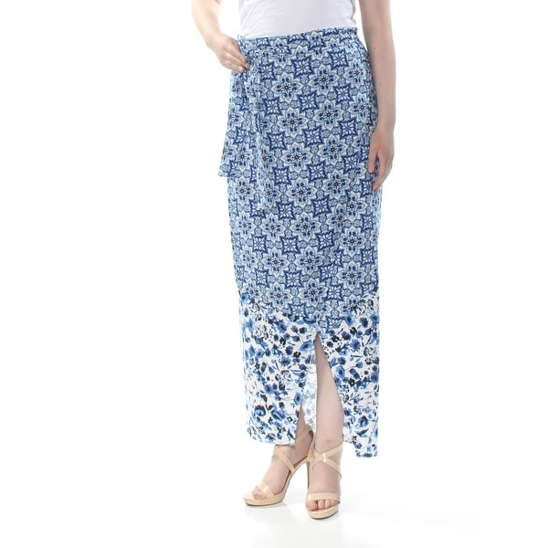 RACHEL ROY Womens Blue Wrap Nordic Maxi Evening Skirt Size: 14