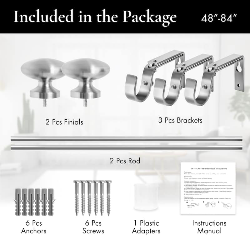 Meriville 1-Inch Diameter Prima Single Window Curtain Rod