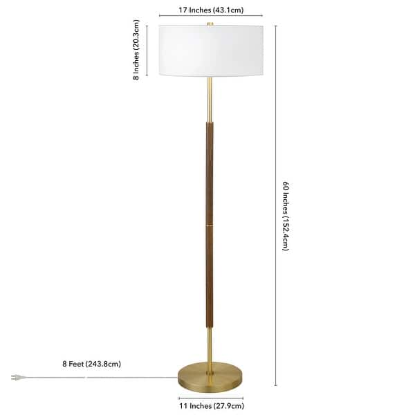 dimension image slide 8 of 10, Simone 2-Light Floor Lamp with Fabric Shade