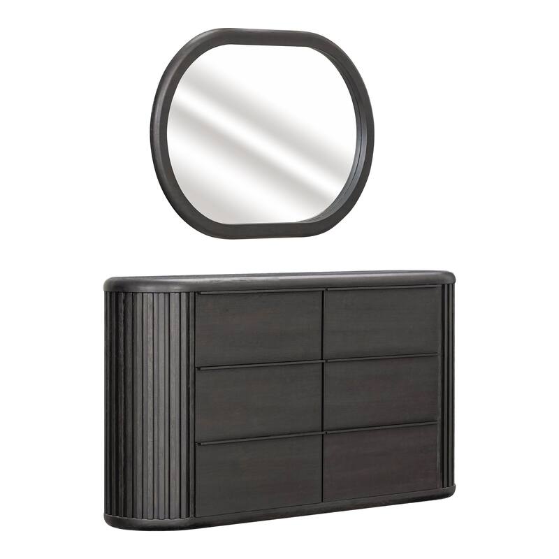 Furniture of America Caelan I Modern 5-Piece Black Solid Wood Fluted Panel Bedroom Set