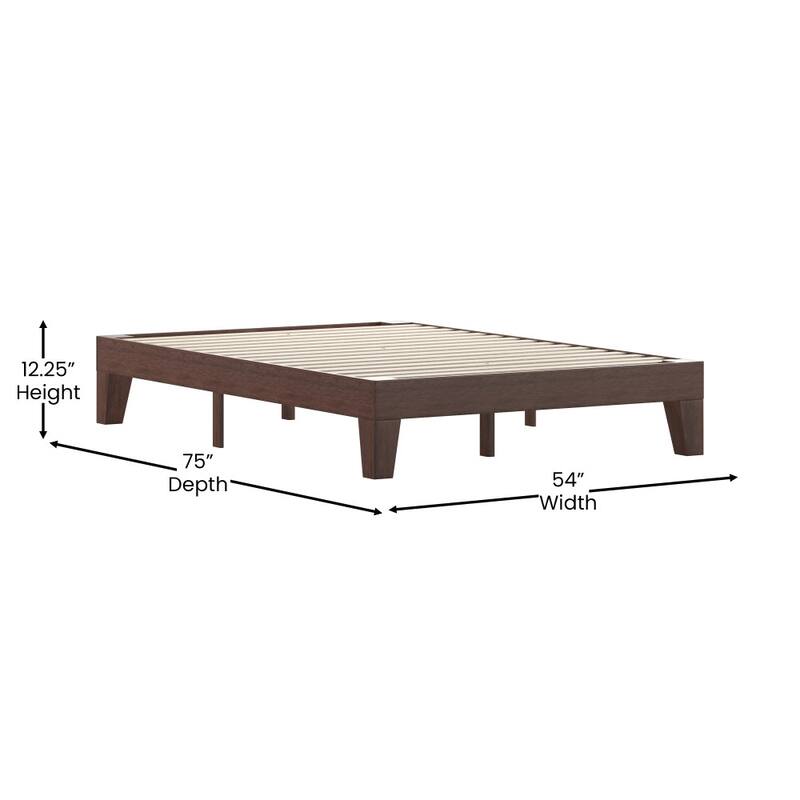 Wood Platform Bed with 14 Wooden Support Slats