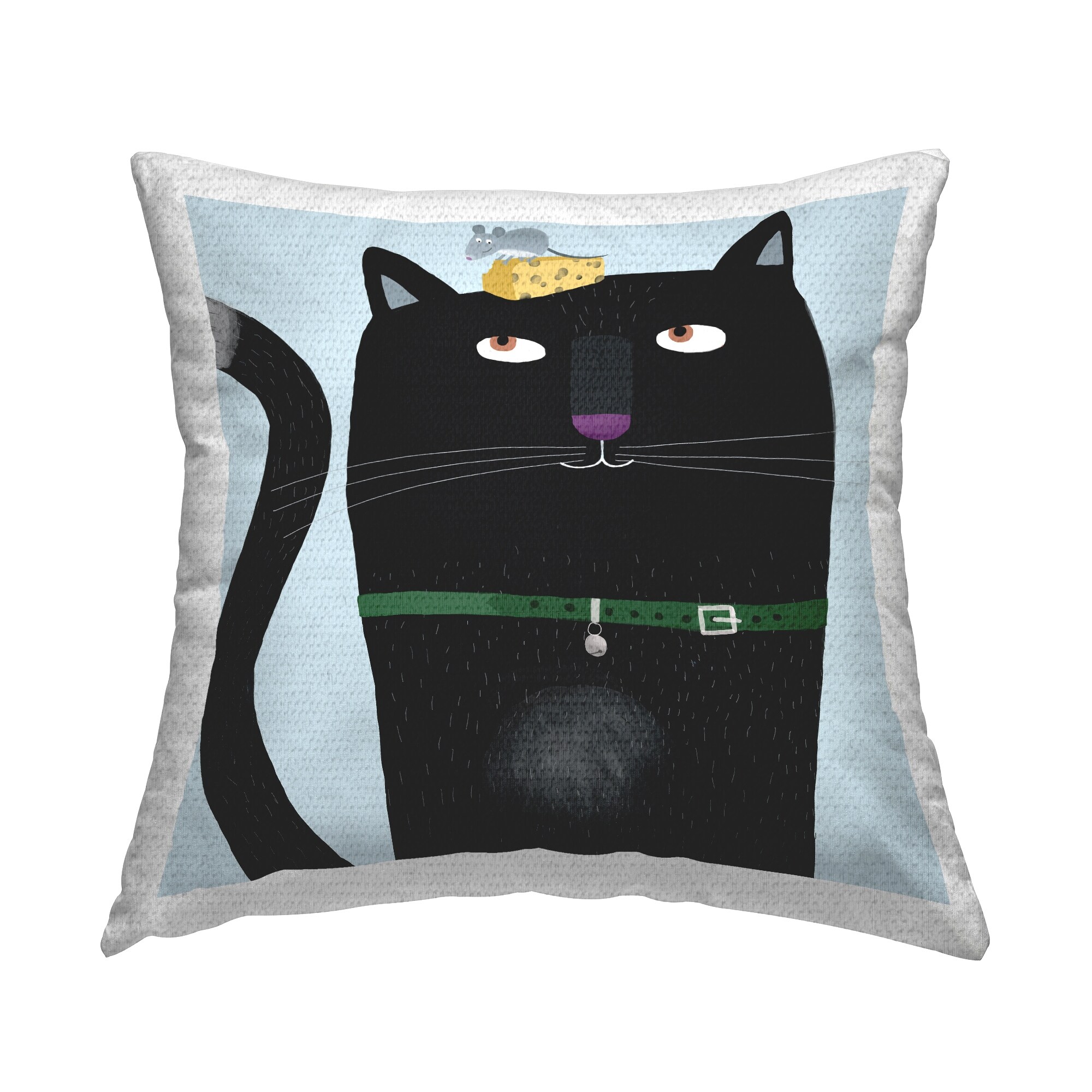 Stupell Funny Cat & Mouse Animal Friends Printed Outdoor Throw Pillow Design by Carla Daly