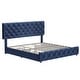 preview thumbnail 17 of 31, Bed Frame with 4 Storage Drawers, Linen Upholstered Platform Bed Frame with Adjustable Headboard Blue - Full