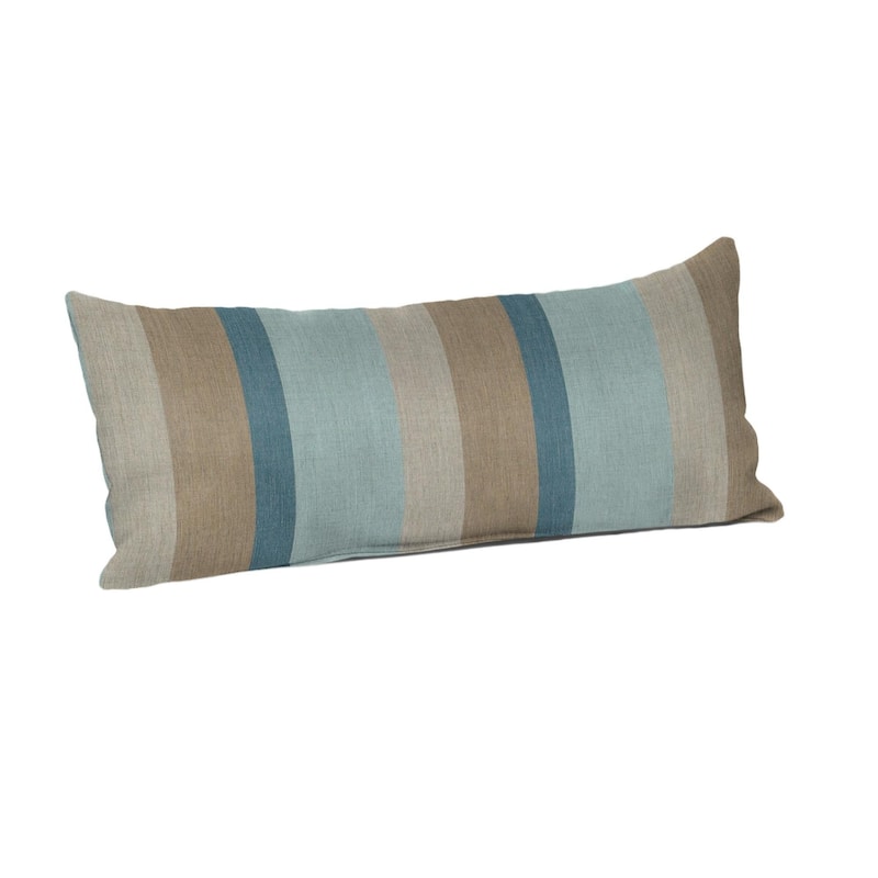 Sunbrella Stripe Fabric 1-Piece Indoor/Outdoor Lumbar Pillow, 22"W x 9"L, Maxim Classic - 22"W x 9"L