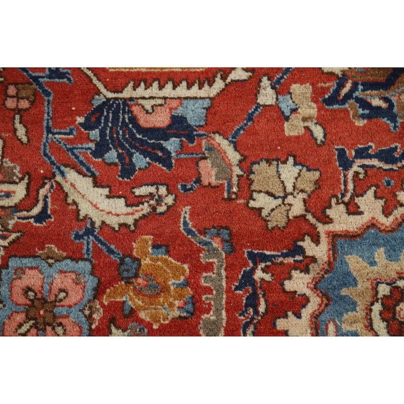 Vegetable Dye Tabriz Persian Vintage Rug Handmade Orange Wool Carpet - 6'10" x 10'5"