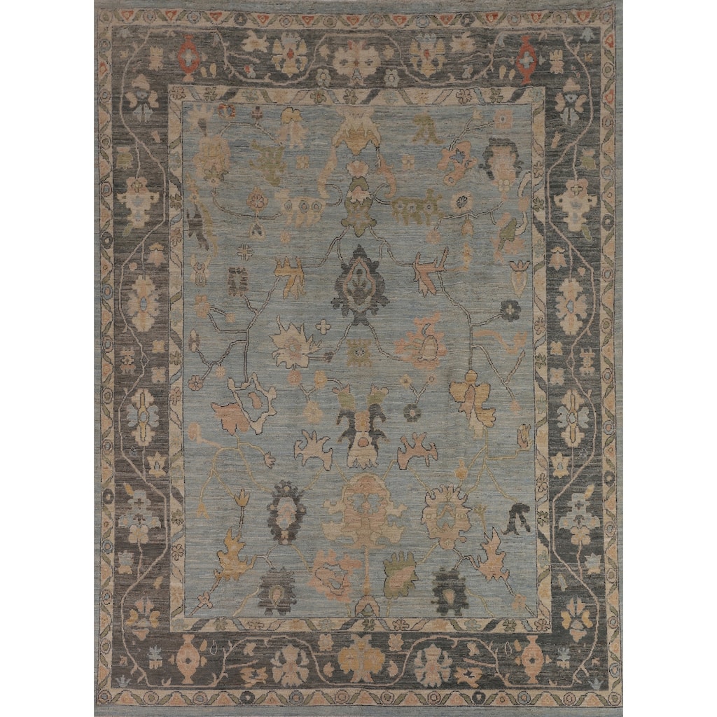 Vegetable Dye Oushak Area Rug Hand-Knotted Turkish Wool Carpet - 8'0"x 9'11"