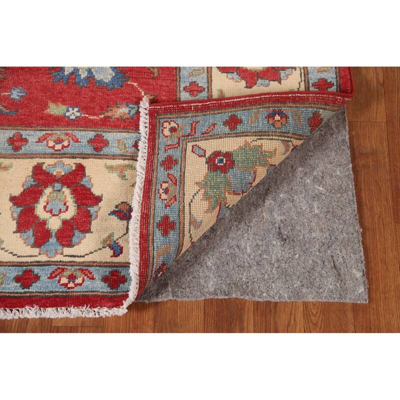 Red Kazak Area Rug Hand-Knotted Floral Wool Carpet - 5'9" x 7'8"