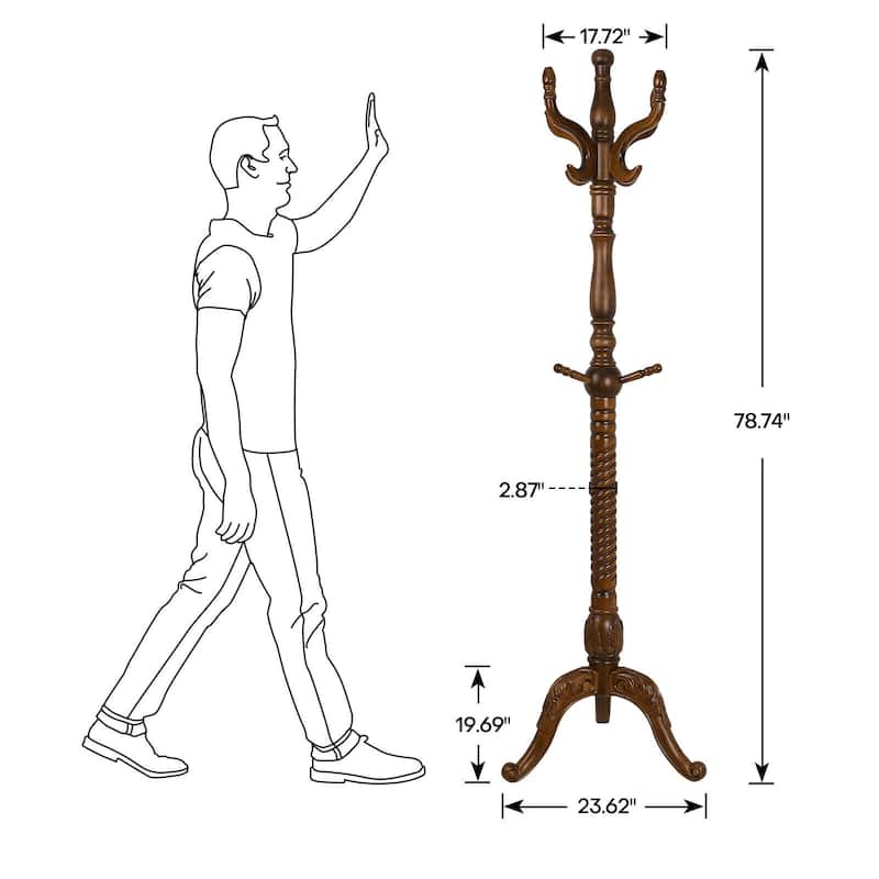 Creative Solid Ash Wood Freestanding Coat Rack with 8 Hooks