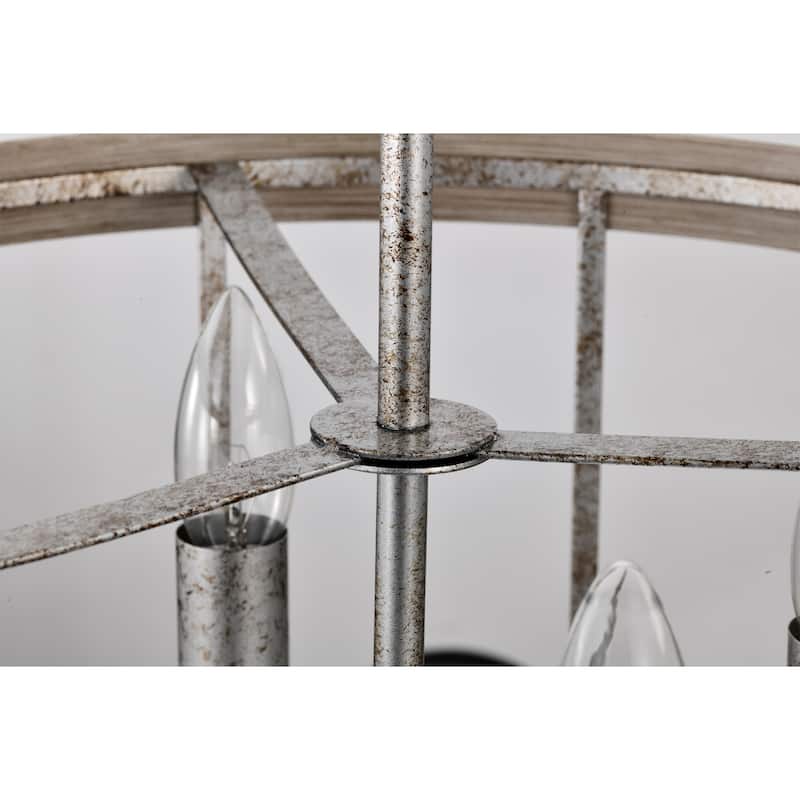 Zera 18 Inch Antique Rustic Drum Chandelier with 4 Light - N/A