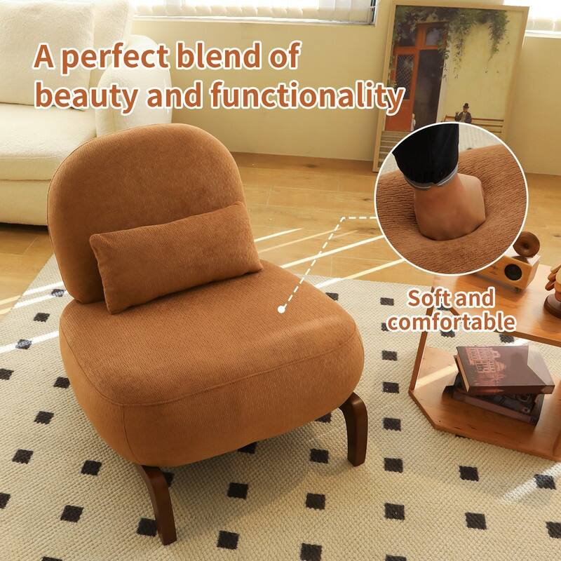 Elegant Velvet Armless Accent Chair - Modern Solid Wood Legs, Versatile Seating for Any Space