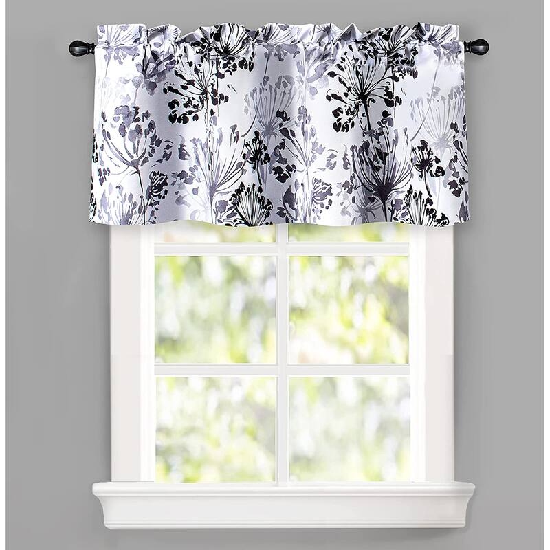 DriftAway Acacia Floral Blossom Watercolor Printed 100 Percent Blackout Thermal Insulated Window Curtain Valance