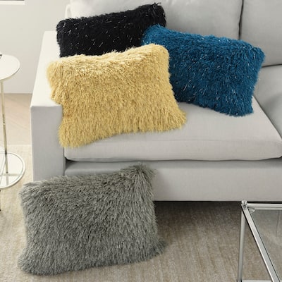 Mina Victory Shag Solid Glam Throw Pillow
