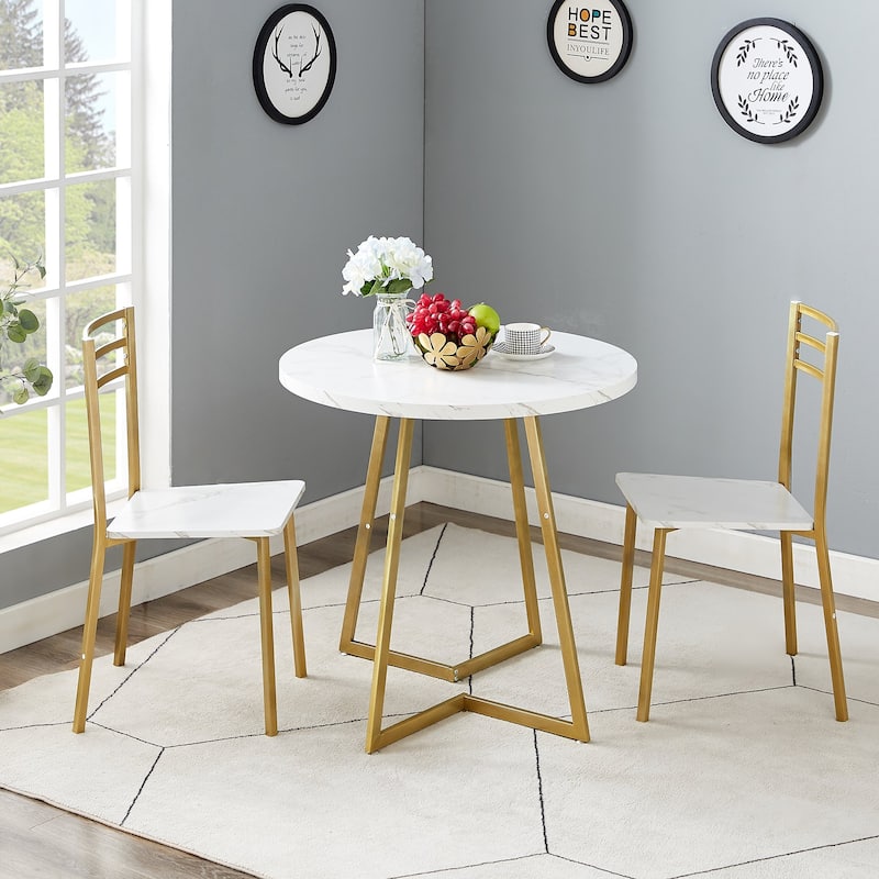 Javlergo 31.5" Round Dining Table Modern Leisure Table with Metal Leg