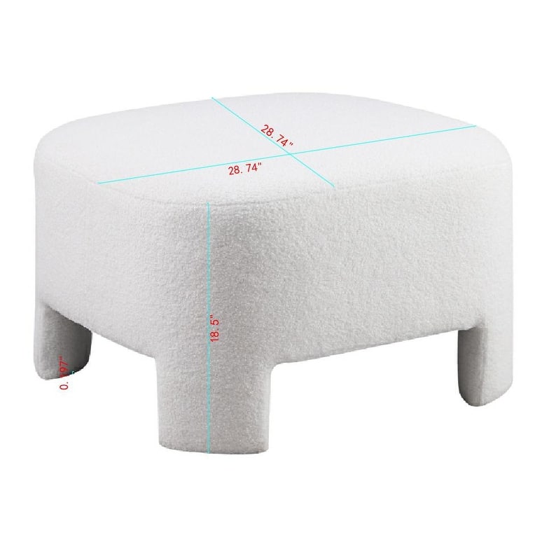 White Sherpa Sofa Ottoman 28.74", No Assembly - Perfect Living Room Addition