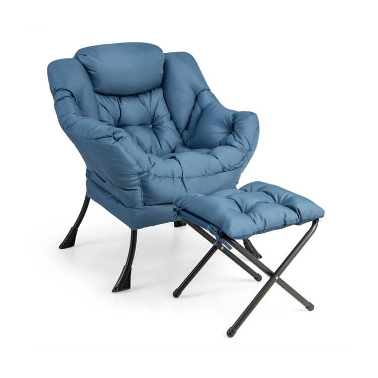 Modern Accent Sofa Chair with Folding Footrest and Side Pocket - 29.5" x 32" x 37.5"
