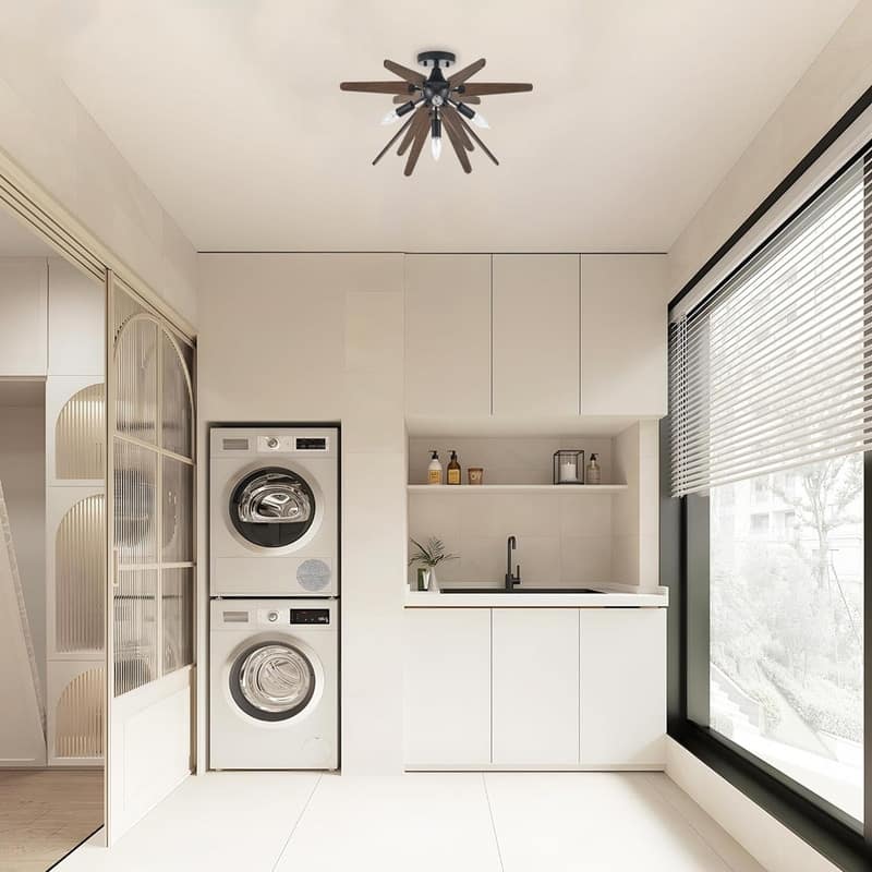 4 Light mount flush light black hallway lighting metal, wood ceiling light