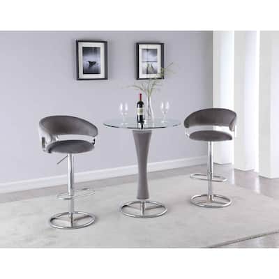 Somette Mirella Round Glass Pub Table with Upholstered Pedestal - N/A