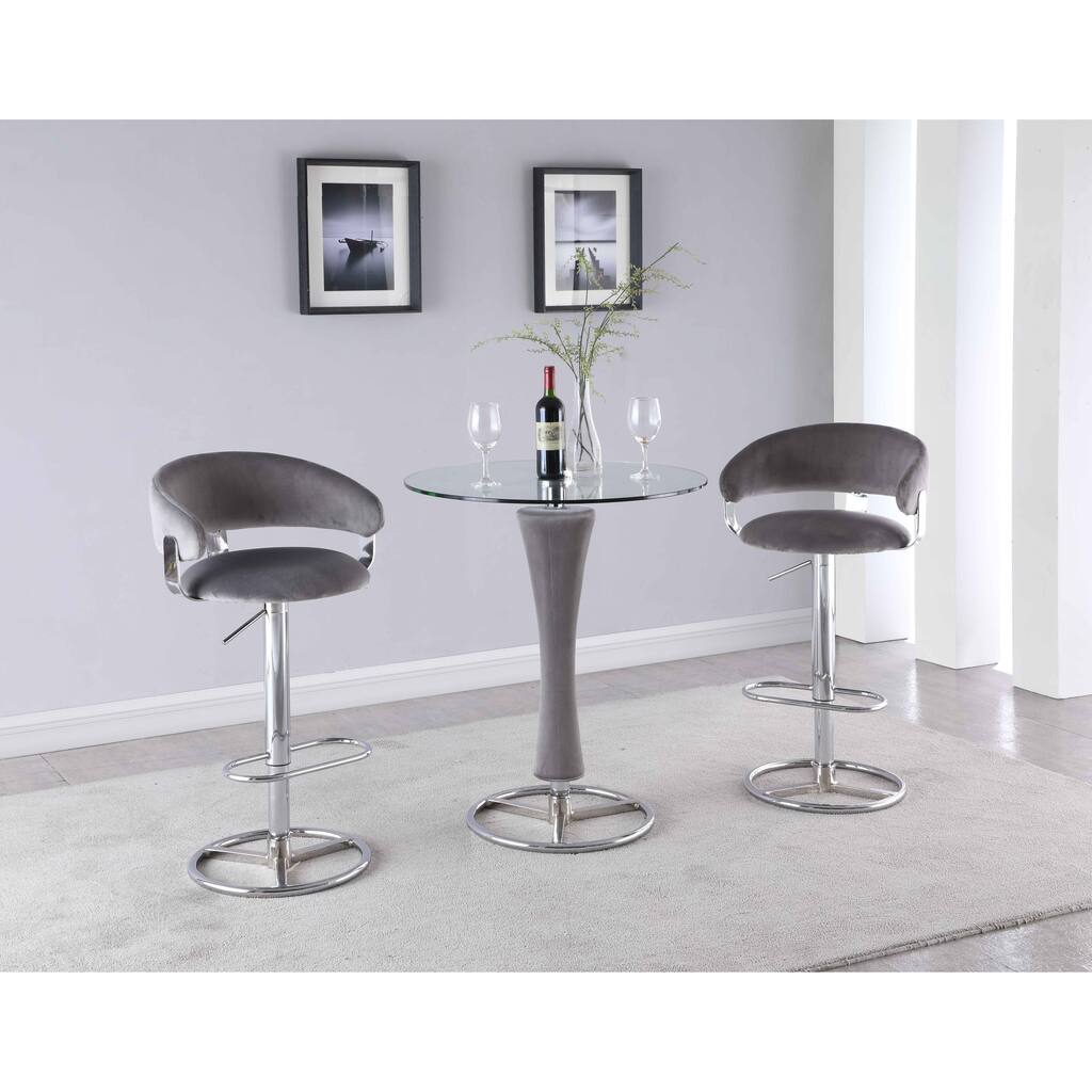 Somette Mirella Round Glass Pub Table with Upholstered Pedestal