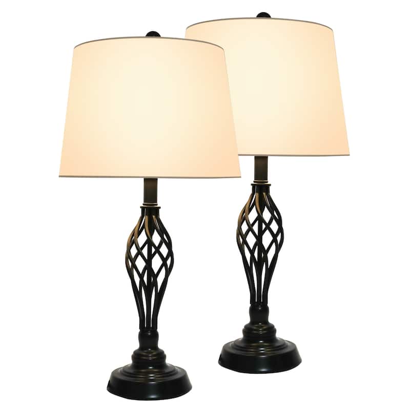 CO-Z 26" Bronze Farmhouse Table Lamps Bedroom Lamps Set of 2 - W12" x H26"