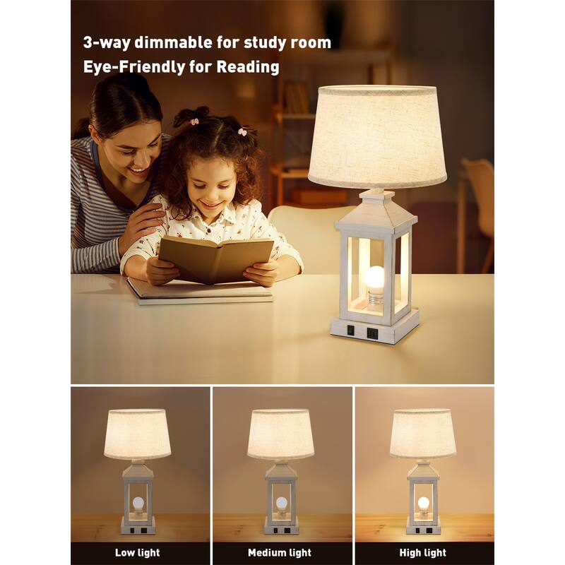 Set of 2 Vintage Industrial Bedside Lamps (Bulbs Included)