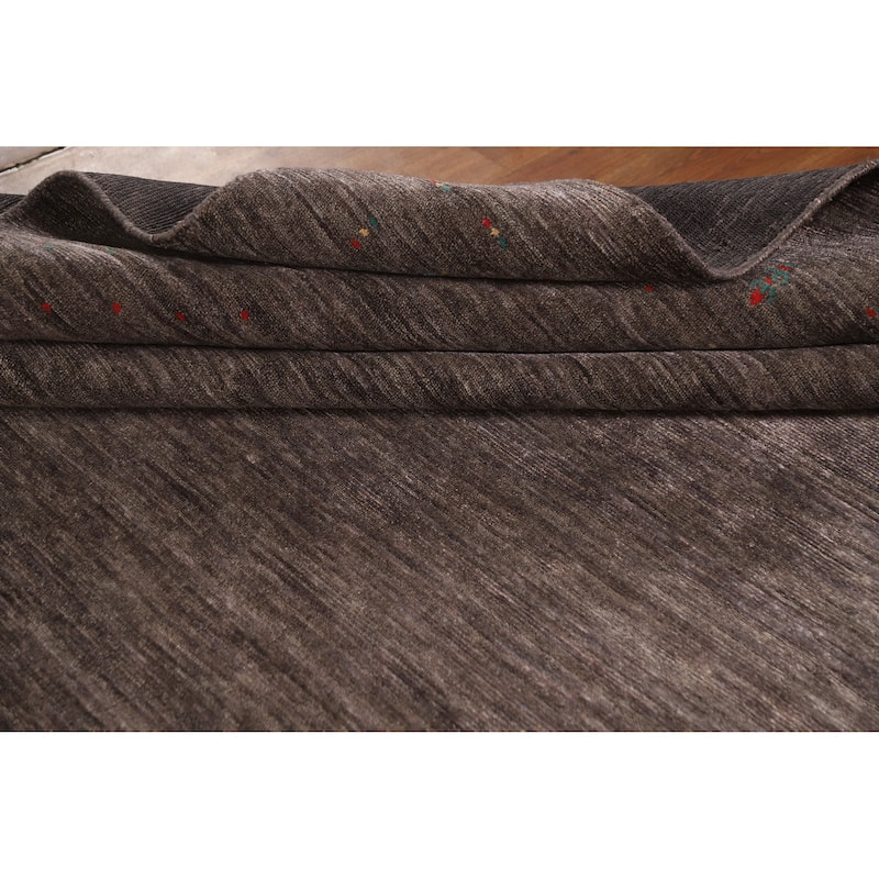 Hand Knotted Oriental 100% Wool Carpet Tribal Tribal Brown Gabbeh Area Rug - 9' 11'' X 7' 11''