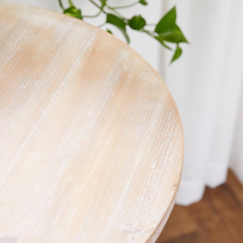 Wood Scroll Intricately Carved Accent Table with Brown Wood Top - Gray, White, Cream - Roche River Decor