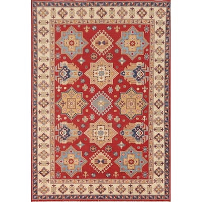 Red Traditional Kazak Area Rug Handmade Wool Carpet - 5'6" x 7'7"