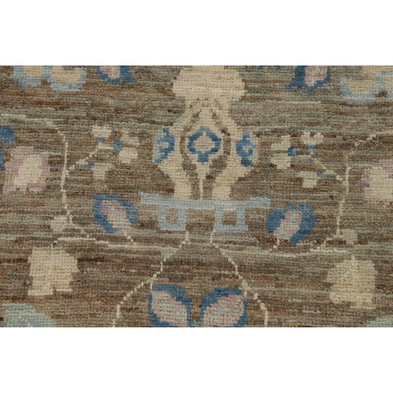 Hand Knotted Oriental 100% Wool Carpet Transitional All-Over Greys & Charcoal Oushak Runner Rug - 11' 8'' X 3' 0''