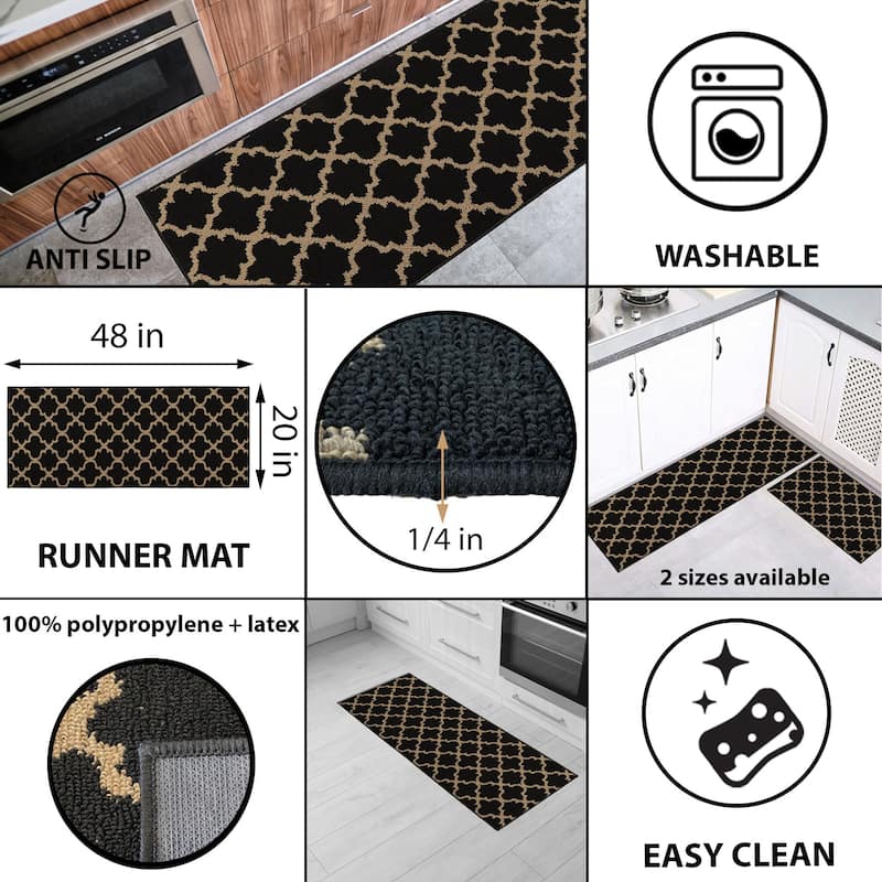 Wool Effect Arabesque Kitchen Mat