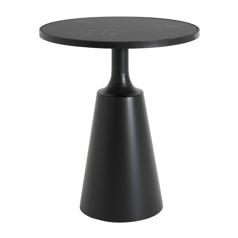 Christopher Knight Home - Lunaro Modern Marble Pattern Top/ Round Glass Top Round Side Table with Black Iron Base