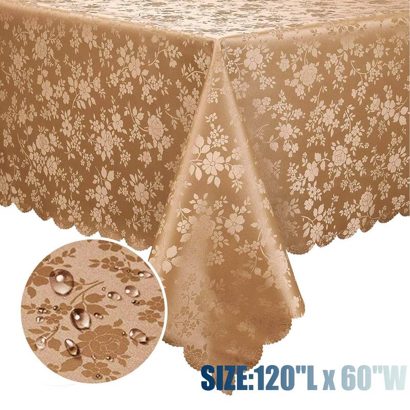 Waterproof Wipeable Vinyl Tablecloth,Rectangle Heavy Duty Table Cloth,120"L x 60"W