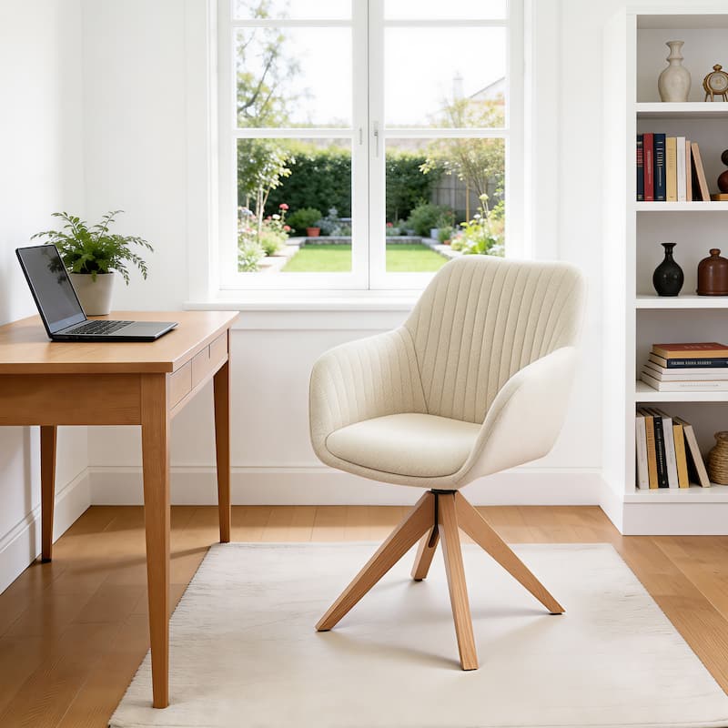 Art Leon Classical Swivel Office Accent Chair with Wood Legs