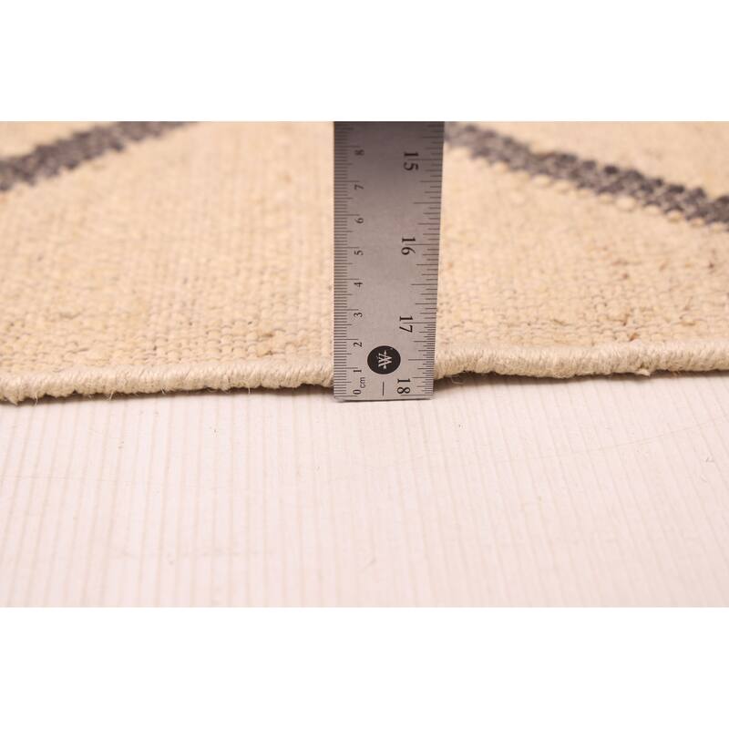 ECARPETGALLERY Flat-Weave Palas Denizli Cream Jute, Rayon Kilim - 5'4 x 7'5