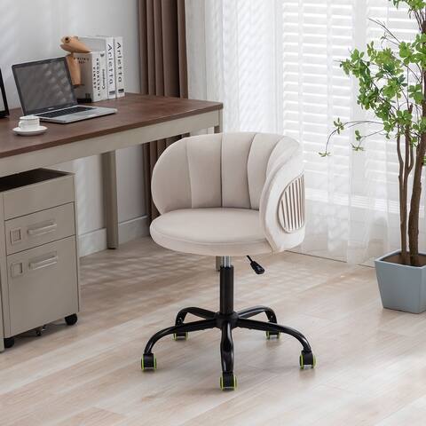 Velvet Leisure Office Chair with pulley Suitable for Study and Office - 22.8"L x 22"W x 28.3"H