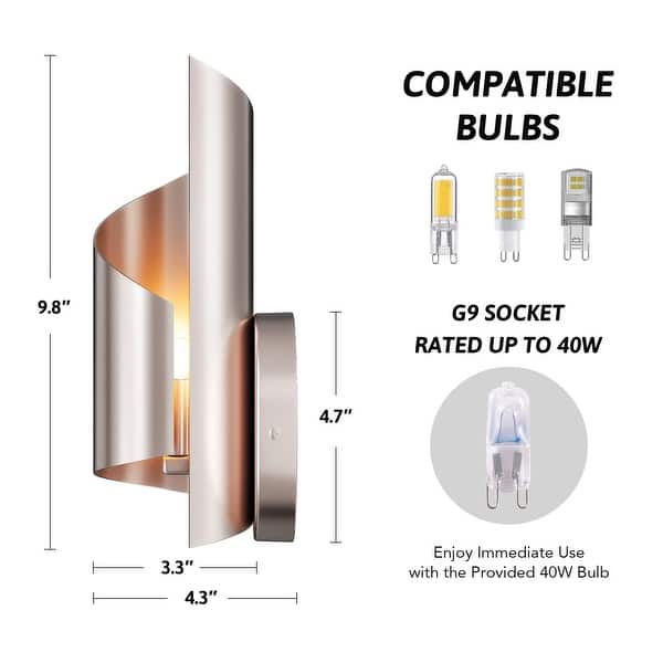 dimension image slide 0 of 3, Iron Modern Wall Sconce with Novelty Shade and Metal Frame