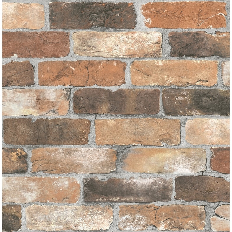 Brewster Bushwick Red Reclaimed Bricks Wallpaper - 20.5in x 396in x 0.025in
