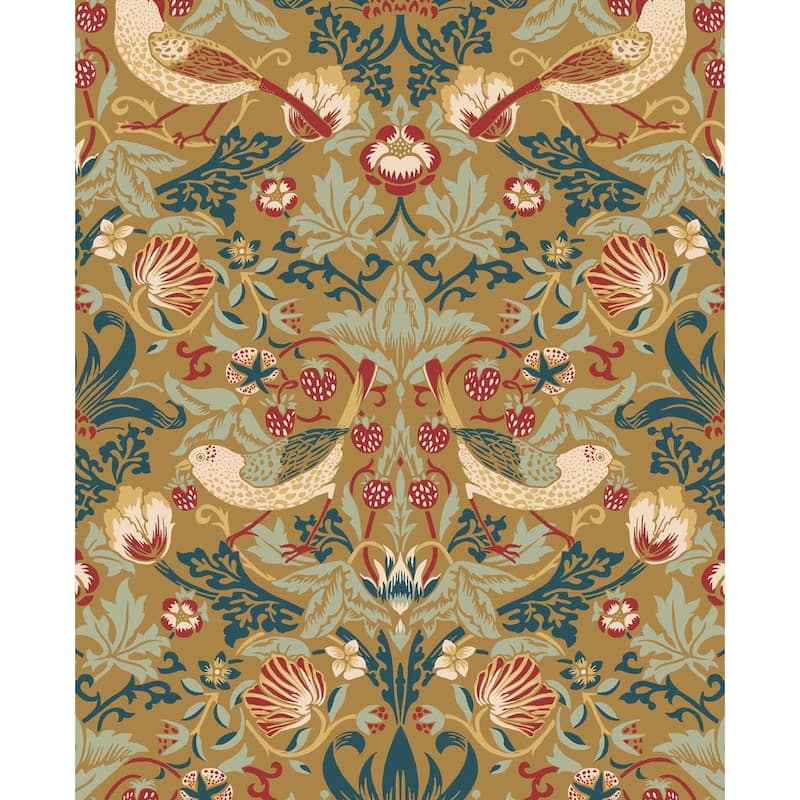 Seabrook Designs Fragaria Garden Non-Woven Unpasted Wallpaper - 20.9 in. W x 33 ft. L - Ochre