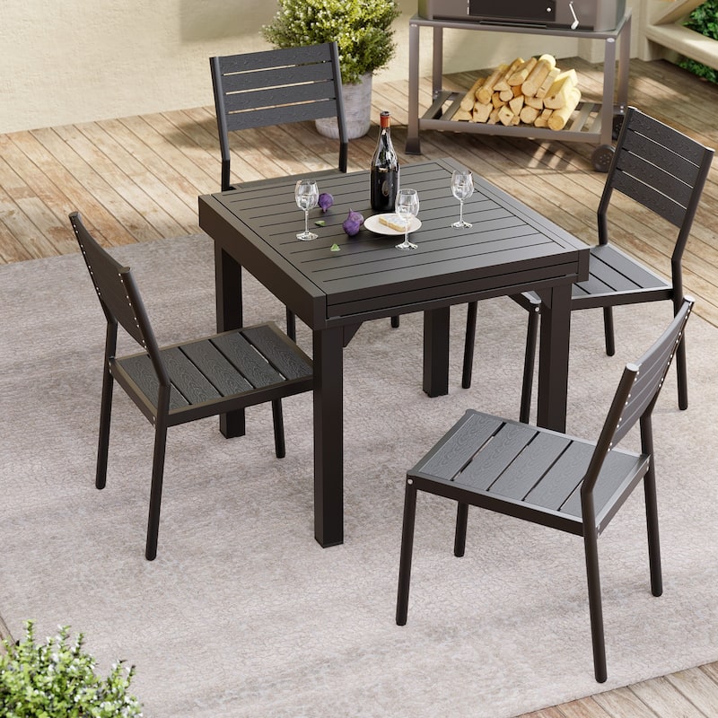 Modern Outdoor Aluminum Dining Chairs Stackable Armless Chairs for Patio