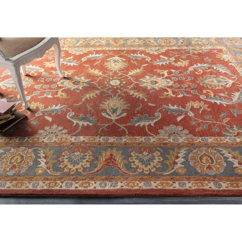 Livabliss Caesar Hand Tufted Traditional Border Wool Area Rug
