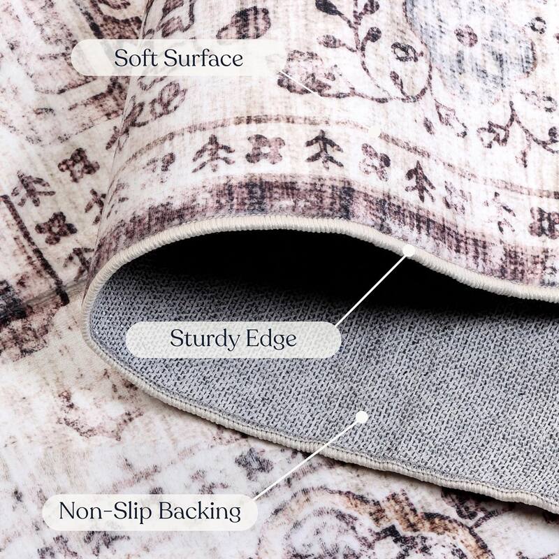 Delara Machine Washable Area Rug, Soft & Durable, Non-Slip Backing, Eco- Friendly GRS certified.