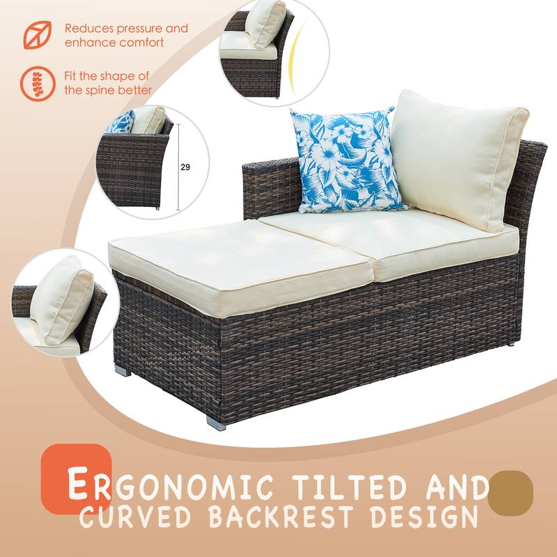 3-piece Patio Furniture Sets Resin Wicker Outdoor Sectional Sofa Chat Set