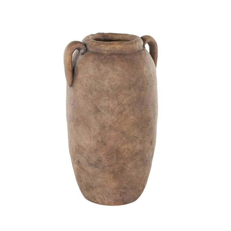 Ceramic Antique Style Textured Vase with Handles - Copper or White - Roche River Decor