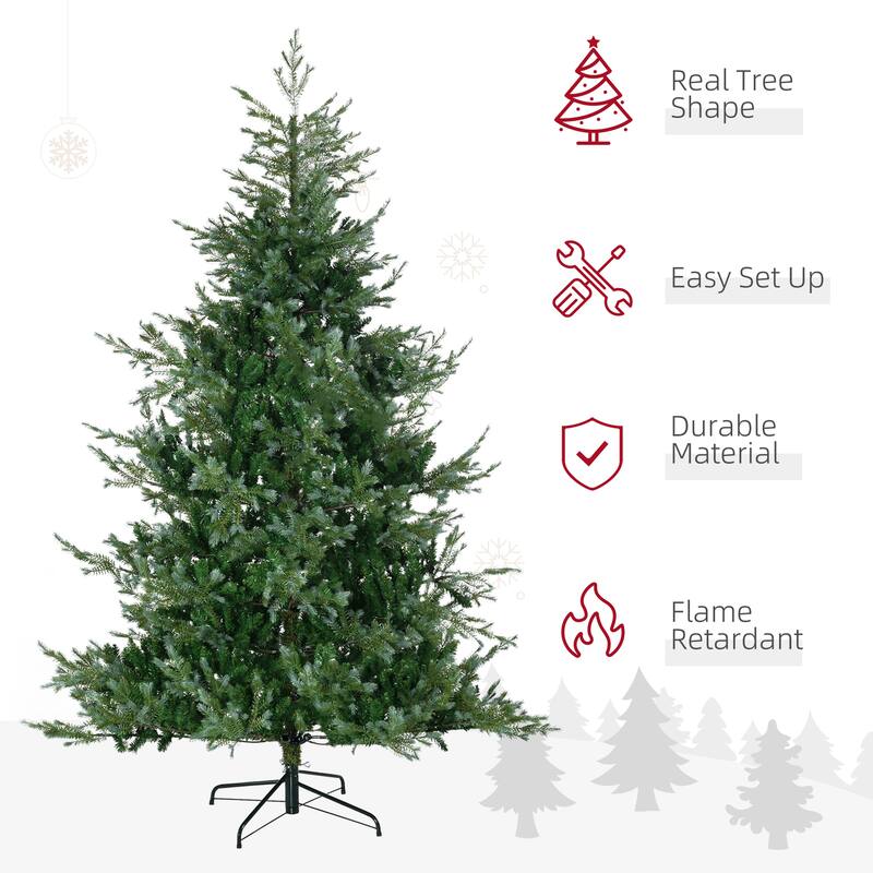 HOMCOM Artificial Christmas Tree - Auto Open, Steel Base, Wide Shape, Easy-to-Shape Branches - Green