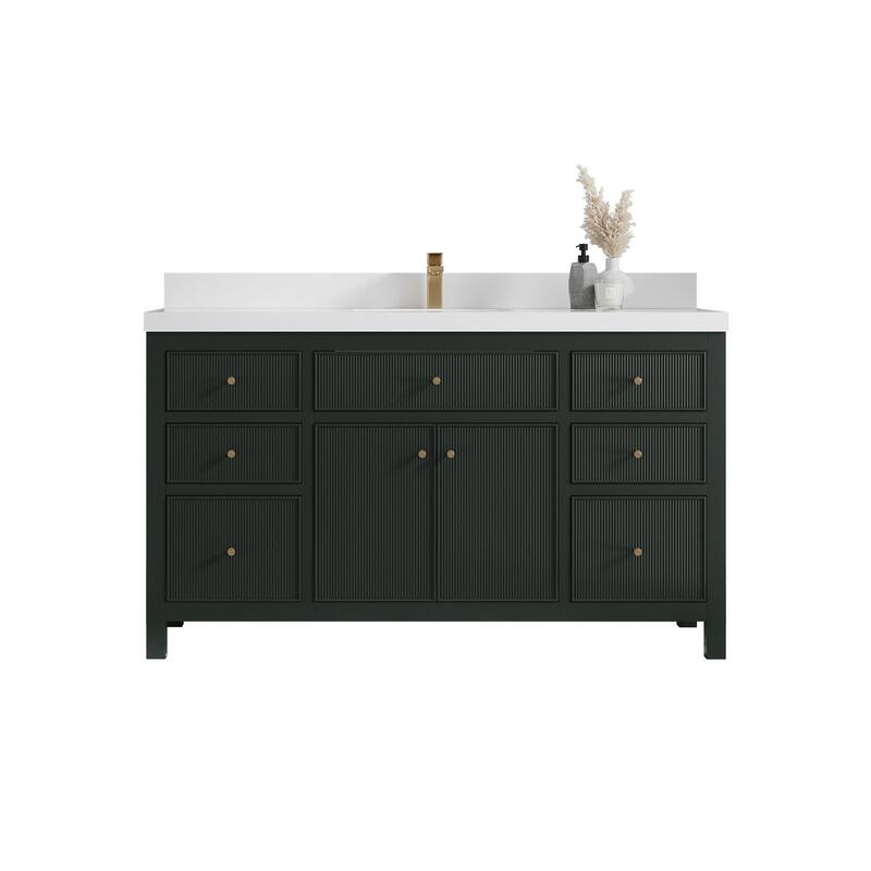 Willow Collections 60 in W x 22 in D Sonoma Free Standing Reeded Single Sink Bathroom Vanity with Countertop