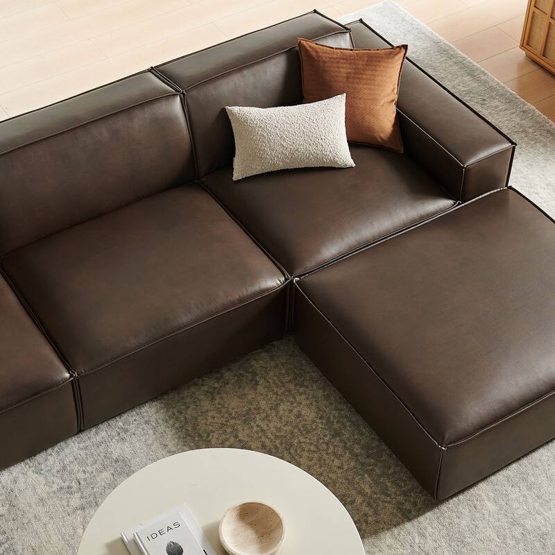 Restore 4-Piece Vegan Leather Modular Sofa Set with Ottoman